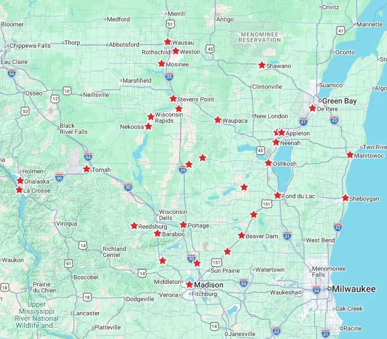 | Troyer Roofing and Construction troyer service area map