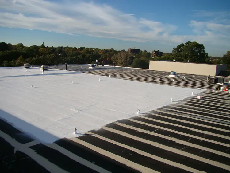 Commercial roof coating application
